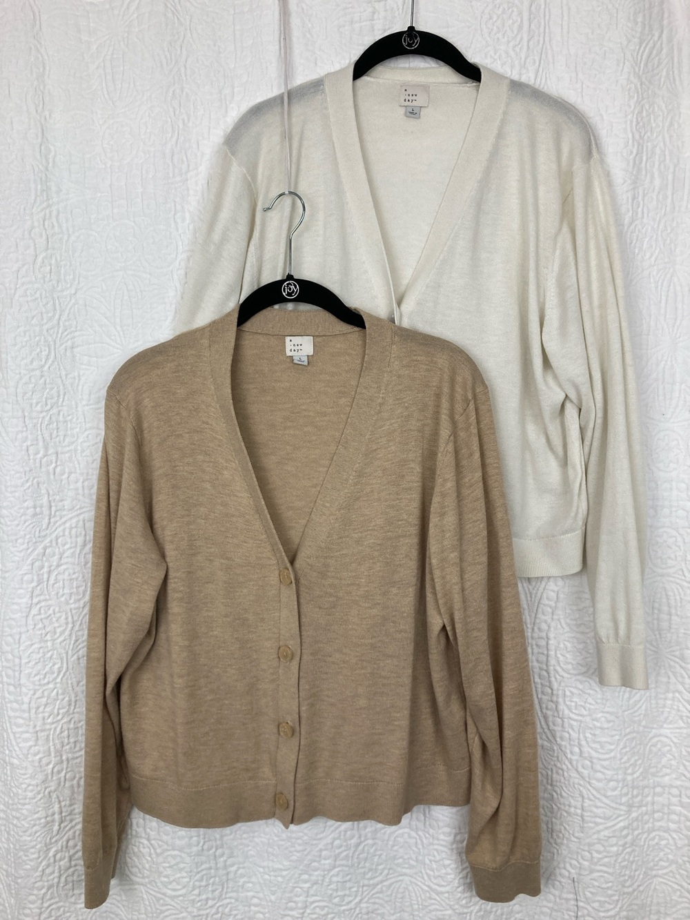 A New Day Lightweight Cardigans sz Large Set of 2 Neutrals